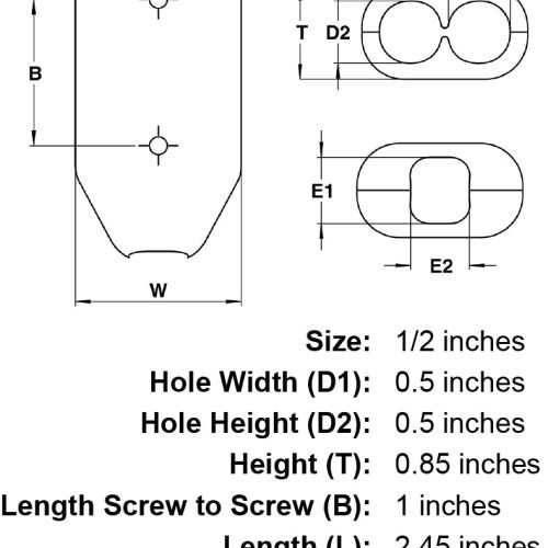 1 2 Black Rope Clamp specification diagram