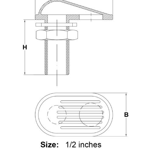 1 2 Hole Stainless Steel Intake Strainer specification diagram