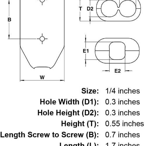 1 4 Black Rope Clamp specification diagram