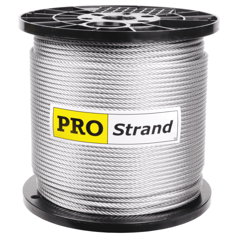 1 4 inch X 1000 foot pro strand 7x19 hot dip galvanized cable reel label