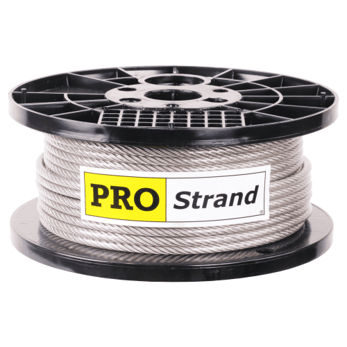 1 4 inch X 200 foot pro strand 7x19 type 304 vinyl coated stainless steel cable reel label