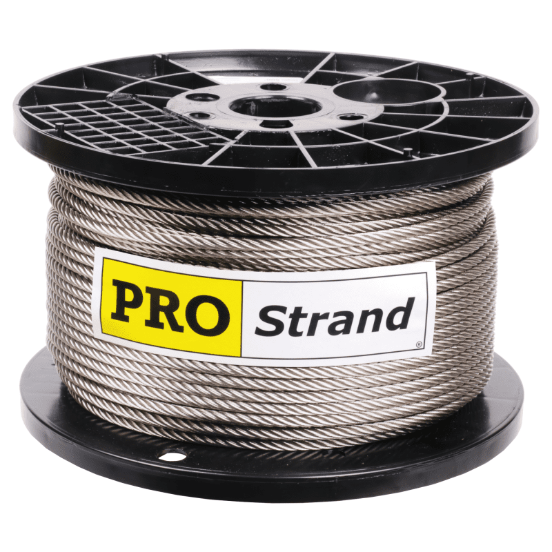 1 4 inch X 500 foot pro strand 7x19 type 304 stainless steel cable reel label