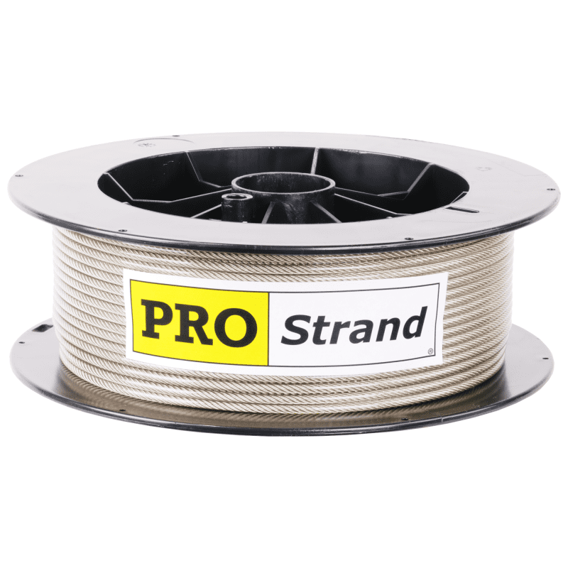 1 8 inch X 200 foot pro strand 7x19 type 304 vinyl coated stainless steel cable reel label