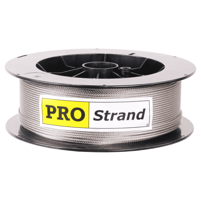 1 8 inch X 500 foot pro strand 7x19 type 304 stainless steel cable reel label