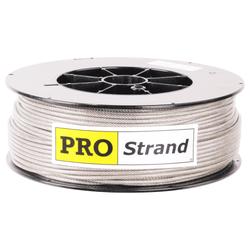 1 8 inch X 500 foot pro strand 7x19 type 304 vinyl coated stainless steel cable reel label