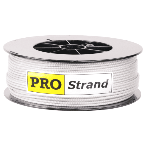 1 8 inch X 500 foot pro strand 7x19 vinyl coated galvanized cable reel label