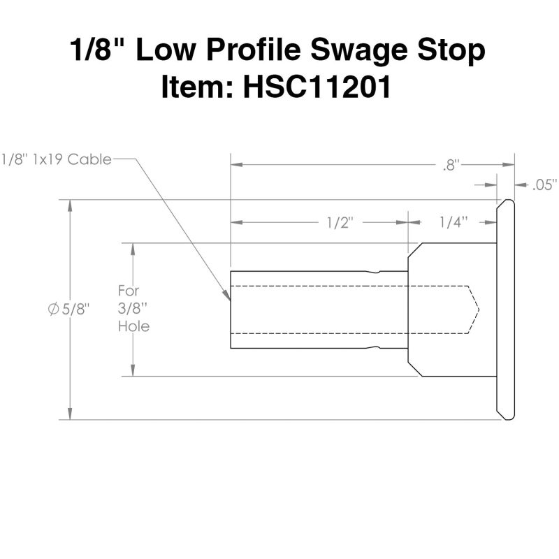 1 8 low profile swage stop specs