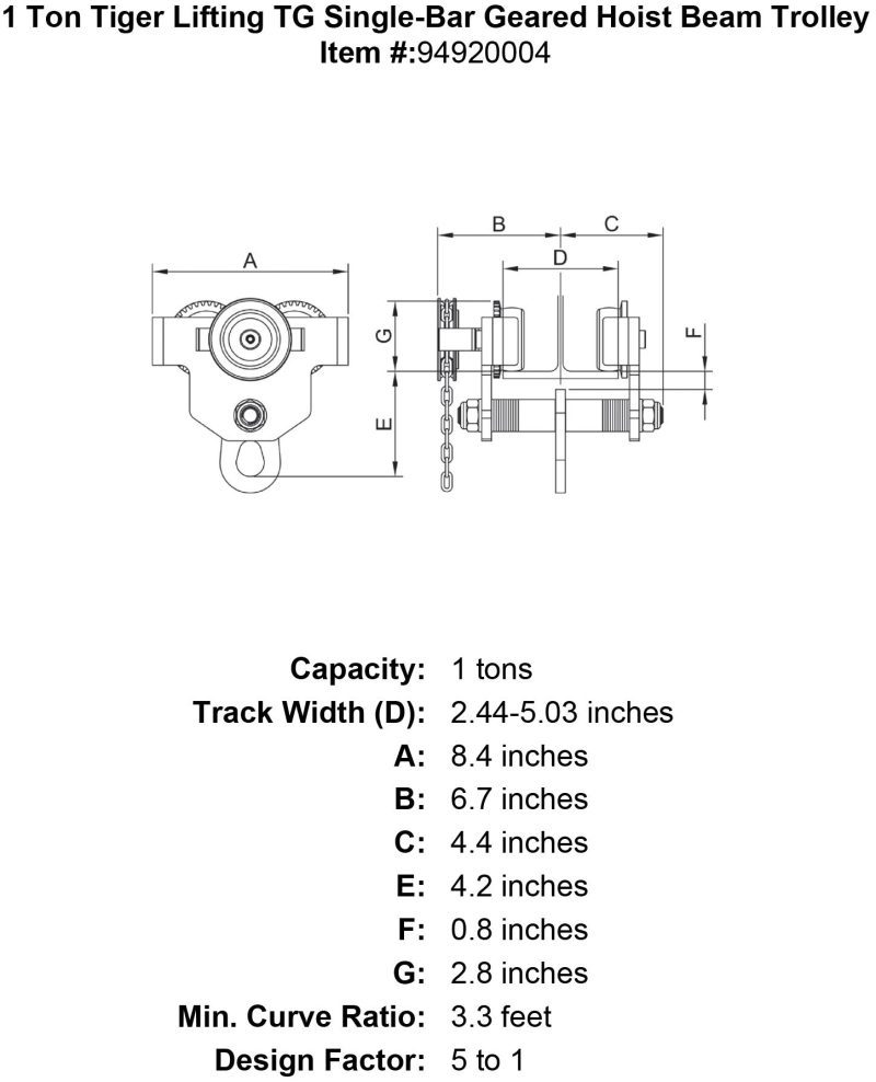 1 ton tiger lifting tg single bar geared hoist beam trolley specification diagram b0bf599c f83d 4741 a133 e7fc5a3b0c91