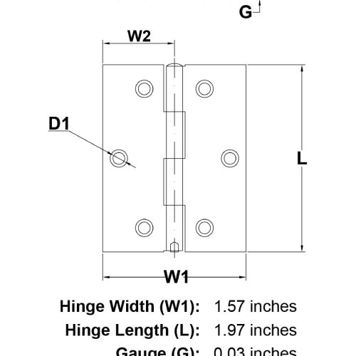 157 x 197 Stainless Steel Hinge Style 1192 specification diagram