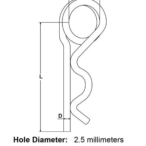 2 5mm Stainless Steel Cotter Ring specification diagram