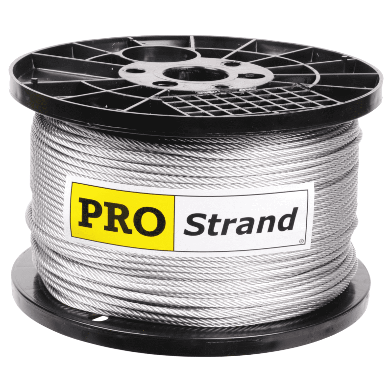 3 16 inch X 1000 foot pro strand 7x19 hot dip galvanized cable reel label