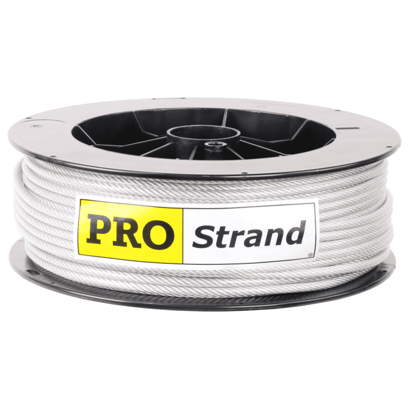 3 16 inch X 200 foot pro strand 7x19 vinyl coated galvanized cable reel label