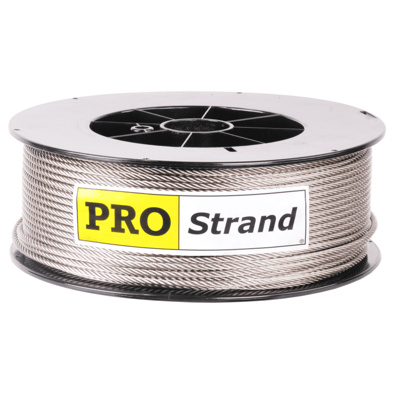 3 16 inch X 500 foot pro strand 7x19 type 304 stainless steel cable reel label