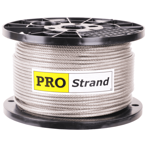 3 16 inch X 500 foot pro strand 7x19 type 304 vinyl coated stainless steel cable reel label