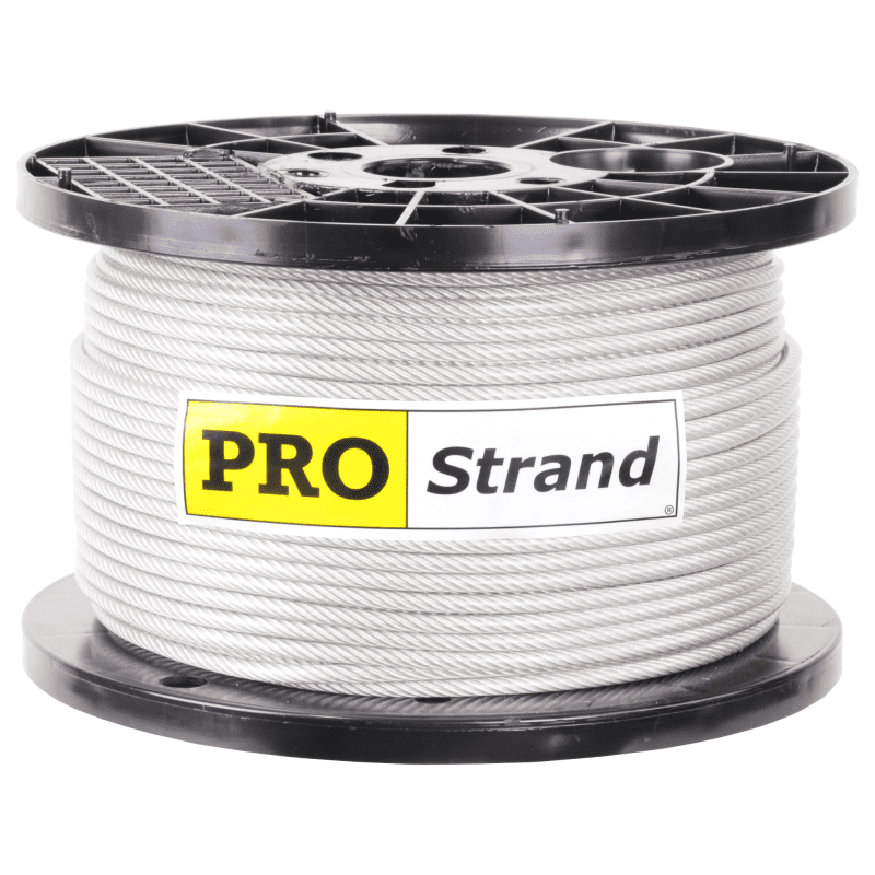 3 16 inch X 500 foot pro strand 7x19 vinyl coated galvanized cable reel label