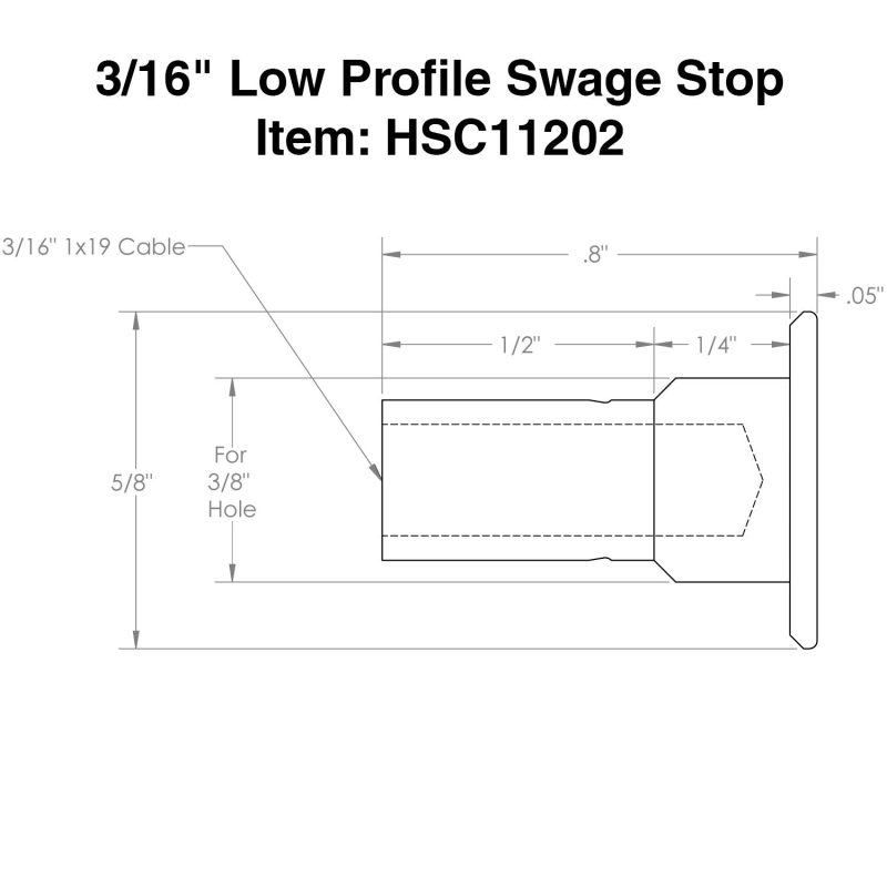 3 16 low profile swage stop specs