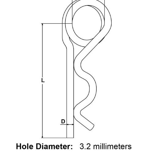 3 2mm Stainless Steel Cotter Ring specification diagram