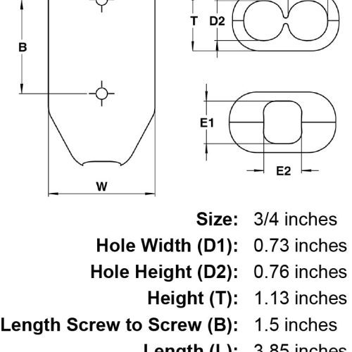 3 4 Black Rope Clamp specification diagram