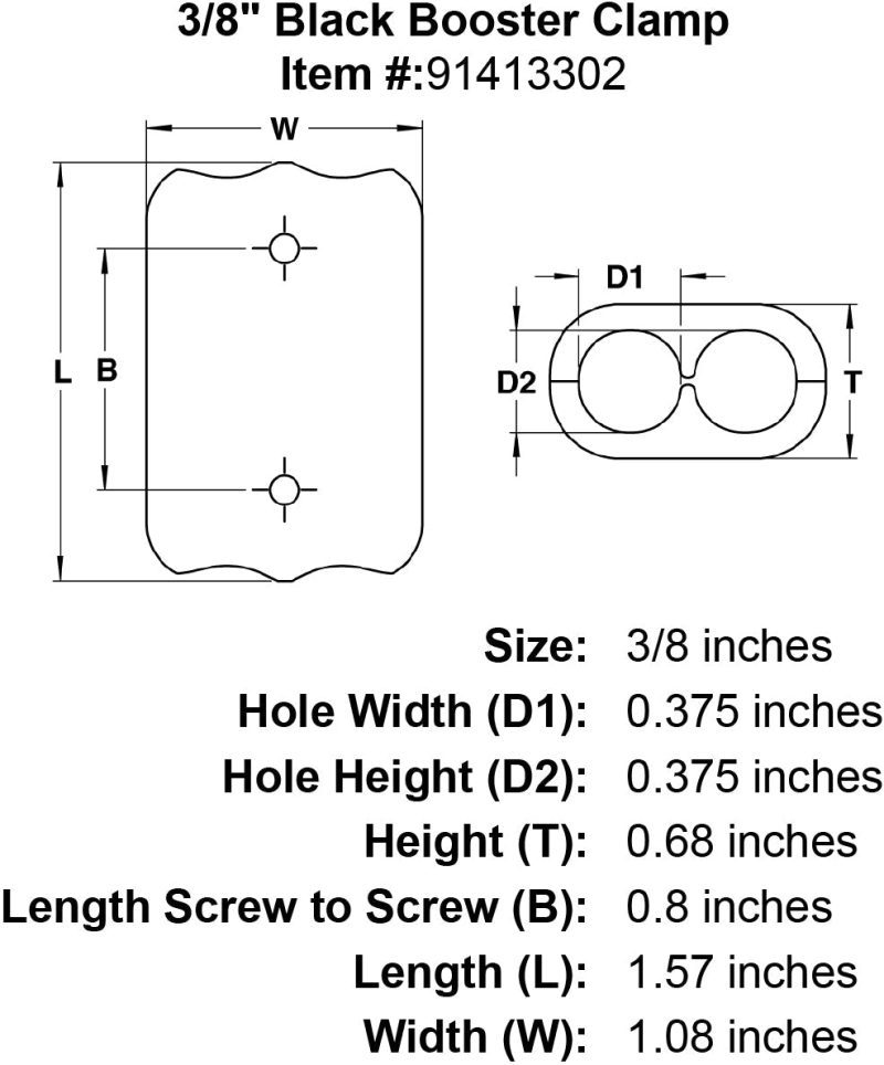 3 8 Black Booster Clamp specification diagram