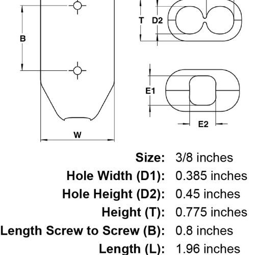 3 8 Black Rope Clamp specification diagram