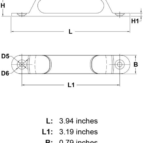 4 Stainless Steel Straight Chock specification diagram