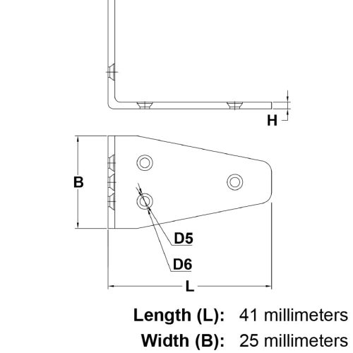 41mm Stainless Steel Angle Bracket specification diagram