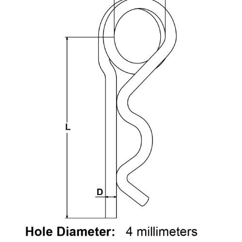 4mm Stainless Steel Cotter Ring specification diagram