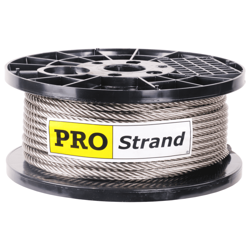 5 16 inch X 200 foot pro strand 7x19 type 304 stainless steel cable reel label