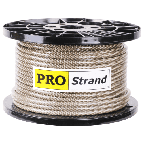 5 16 inch X 200 foot pro strand 7x19 type 304 vinyl coated stainless steel cable reel label