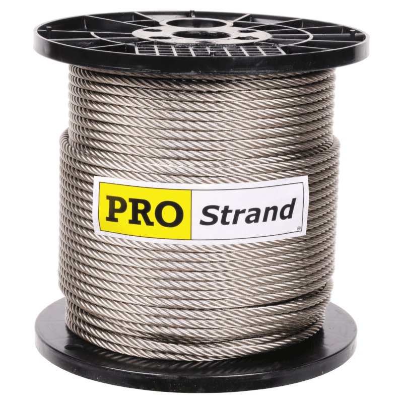 5 16 inch X 500 foot pro strand 7x19 type 304 stainless steel cable reel label