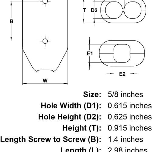 5 8 Black Rope Clamp specification diagram