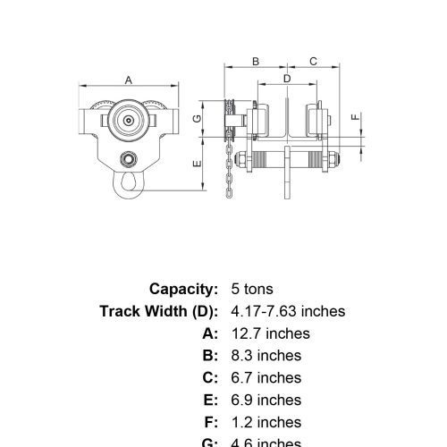 5 ton tiger lifting tg single bar geared hoist beam trolley specification diagram 3adc8509 3ca2 44ef b238 be5380d604e4