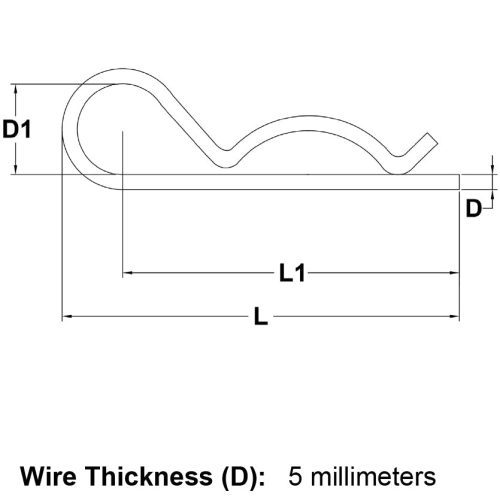 5mm Stainless Steel Hairpin Cotter specification diagram