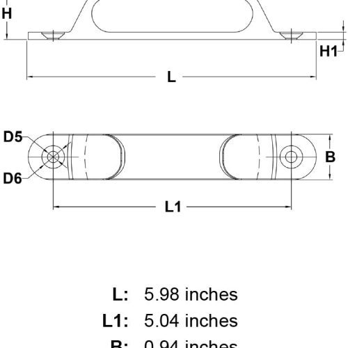 6 Stainless Steel Straight Chock specification diagram