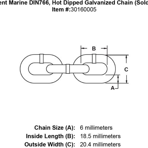 6mm trident marine g4 din766 hot dipped galvanized chain specification diagram