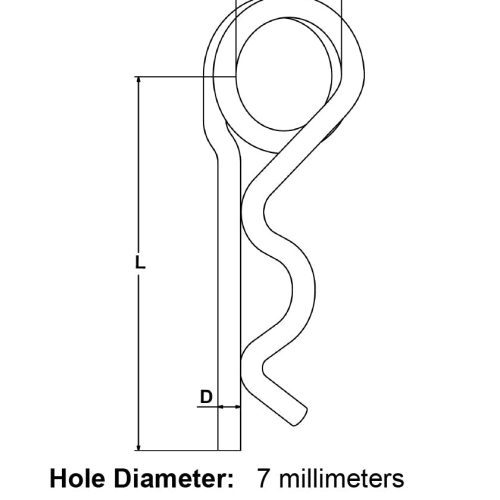 7mm Stainless Steel Cotter Ring specification diagram