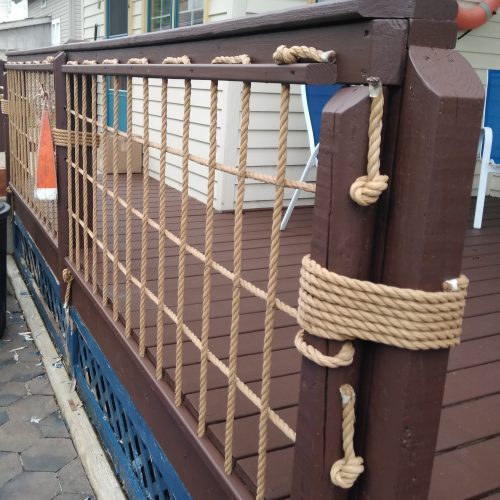 Tan Polypropylene Rope in Use on Deck