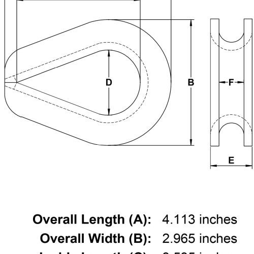 five eighths inch Wire Rope Thimble specification diagram