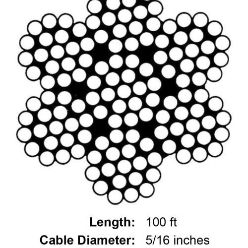 five sixteenths X 100 foot Galvanized Cable specification diagram