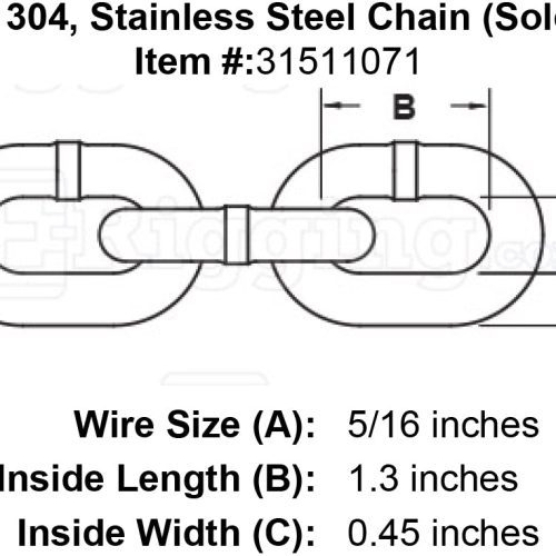 five sixteenths inch Stainless Chain specification diagram