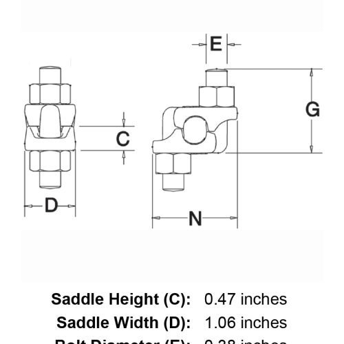 five sixteenths inch hot dip galvanized double saddle clip specification diagram