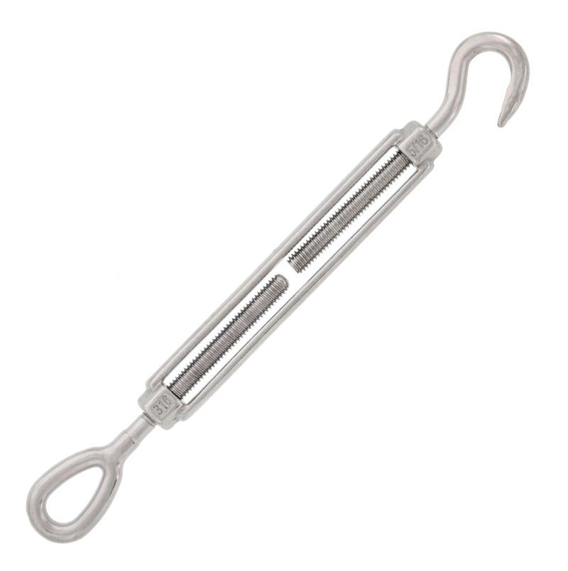 5/16" x 4-1/2" Stainless Steel Hook x Eye Turnbuckle#Size_5/16" x 4-1/2"