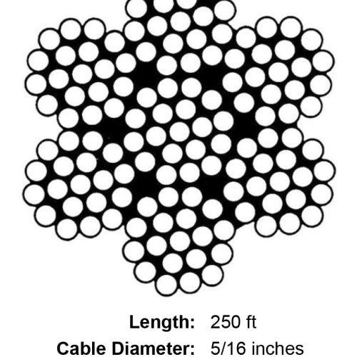 five sixteenths x 250 foot galvanized cable specification diagram