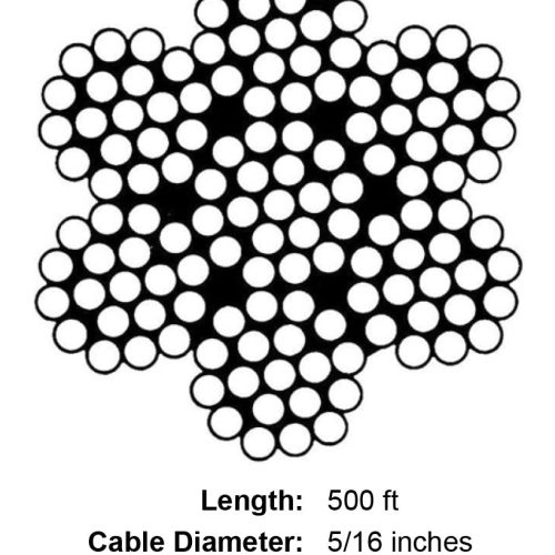 five sixteenths x 500 foot galvanized cable specification diagram