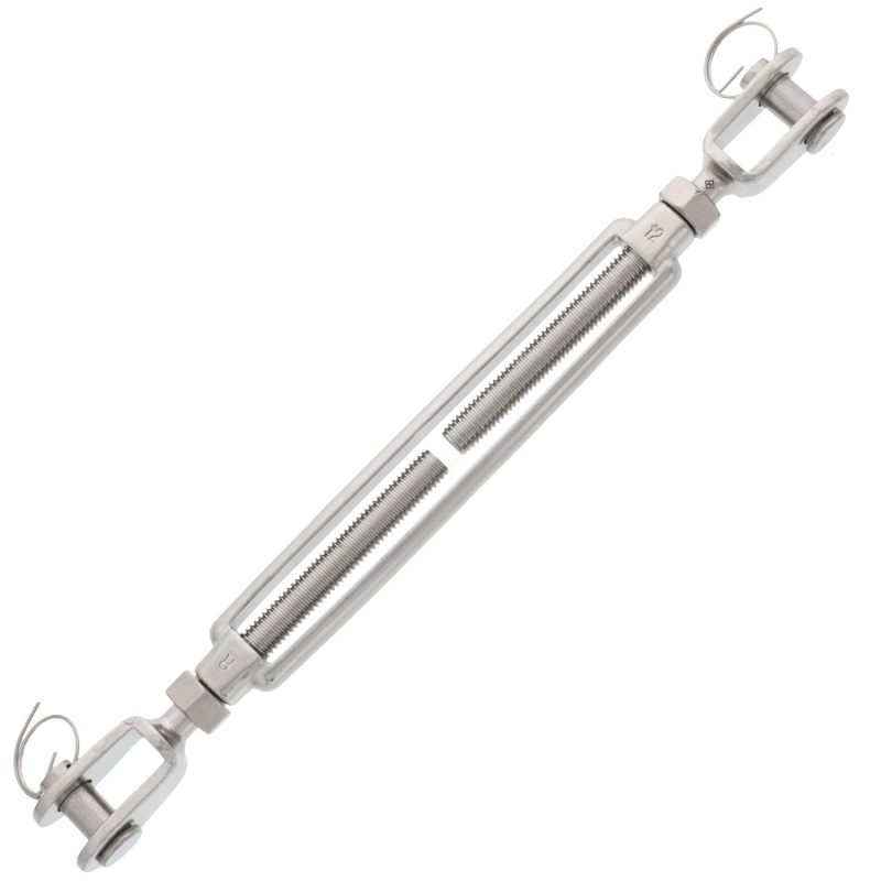 1/2" x 6.5" Stainless Steel Jaw x Jaw Turnbuckle#Size_1/2" x 6.5"