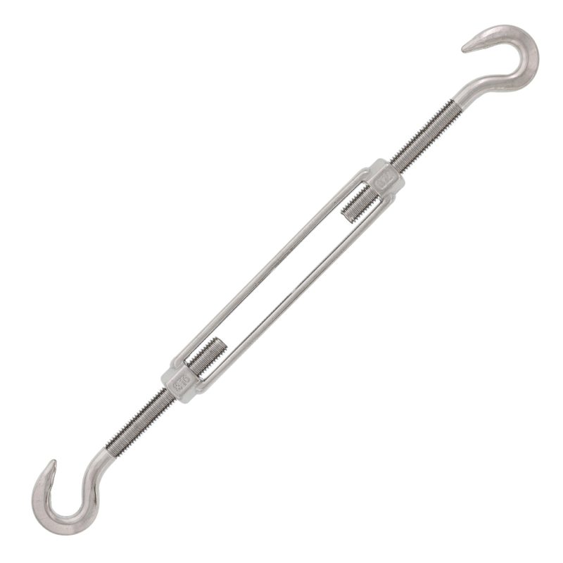 half inch x six inch ss hook and hook turnbuckle opened