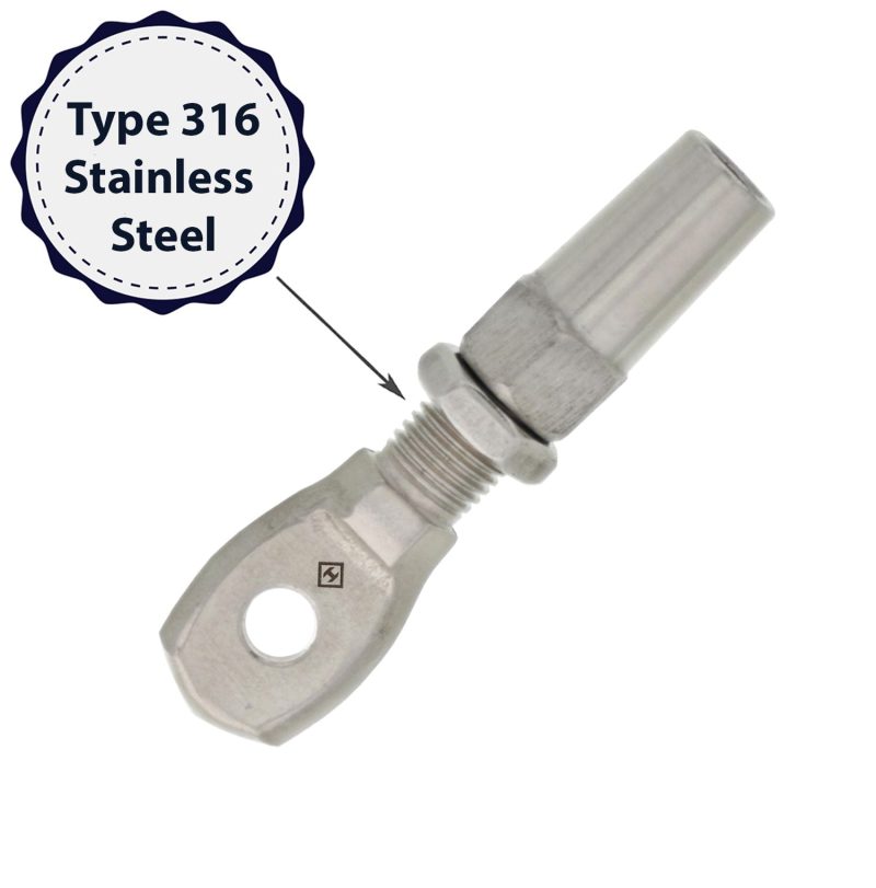 one eighth inch stainless hand swage eye coating