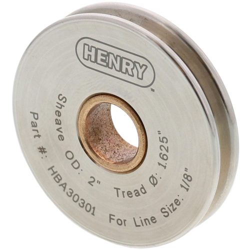 1/8" Cable x 2" Diameter Henry Block Stainless Steel Sheave with Self-Lubricated Bronze Bushing#Size_1/8"