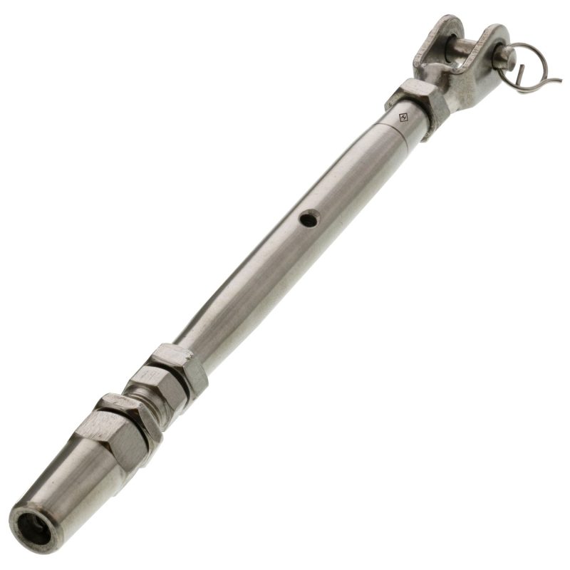 one eighth inch stainless steel swageless jaw turnbuckle