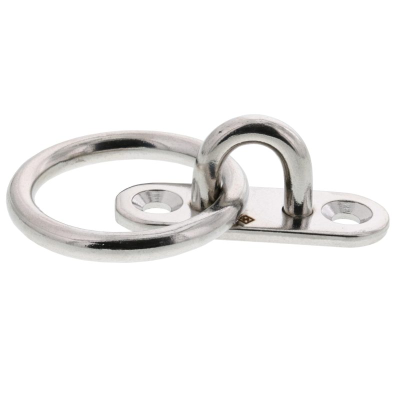 3/16" Stainless Steel Oblong Pad Eye with Ring#Size_3/16"